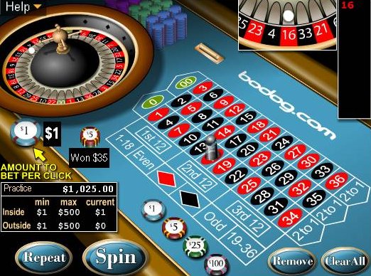 Screen shot of Roulette game